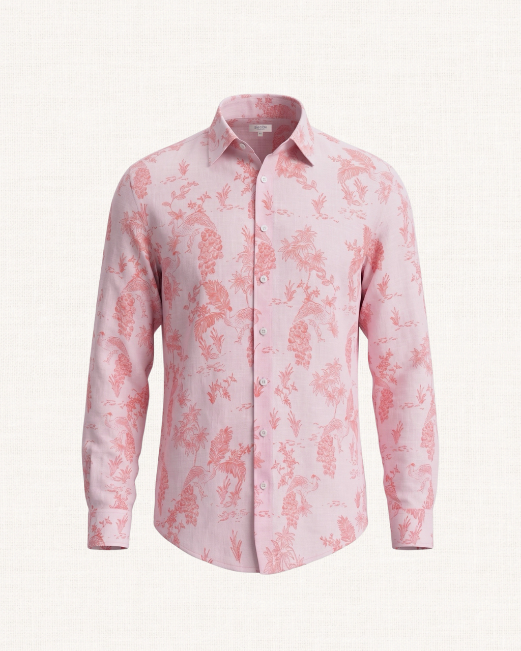 Peacock Garden - Long Sleeve Linen Shirt