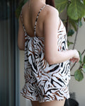 Saigon Concepts White Tiger print Cami top and ruffle shorts - photo with model showing back view detail