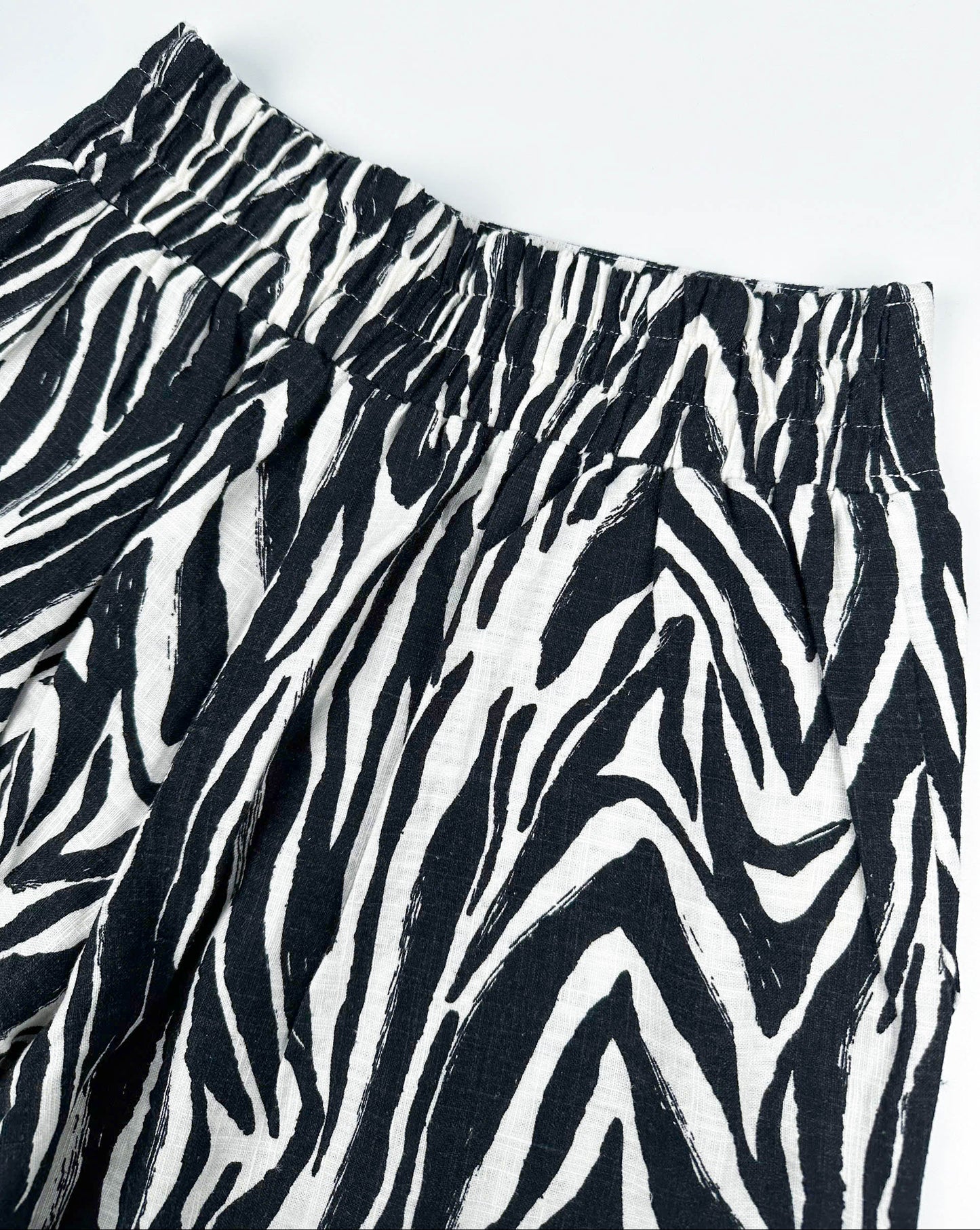 Zebra Print - Linen-Cotton - Wide Leg Pants