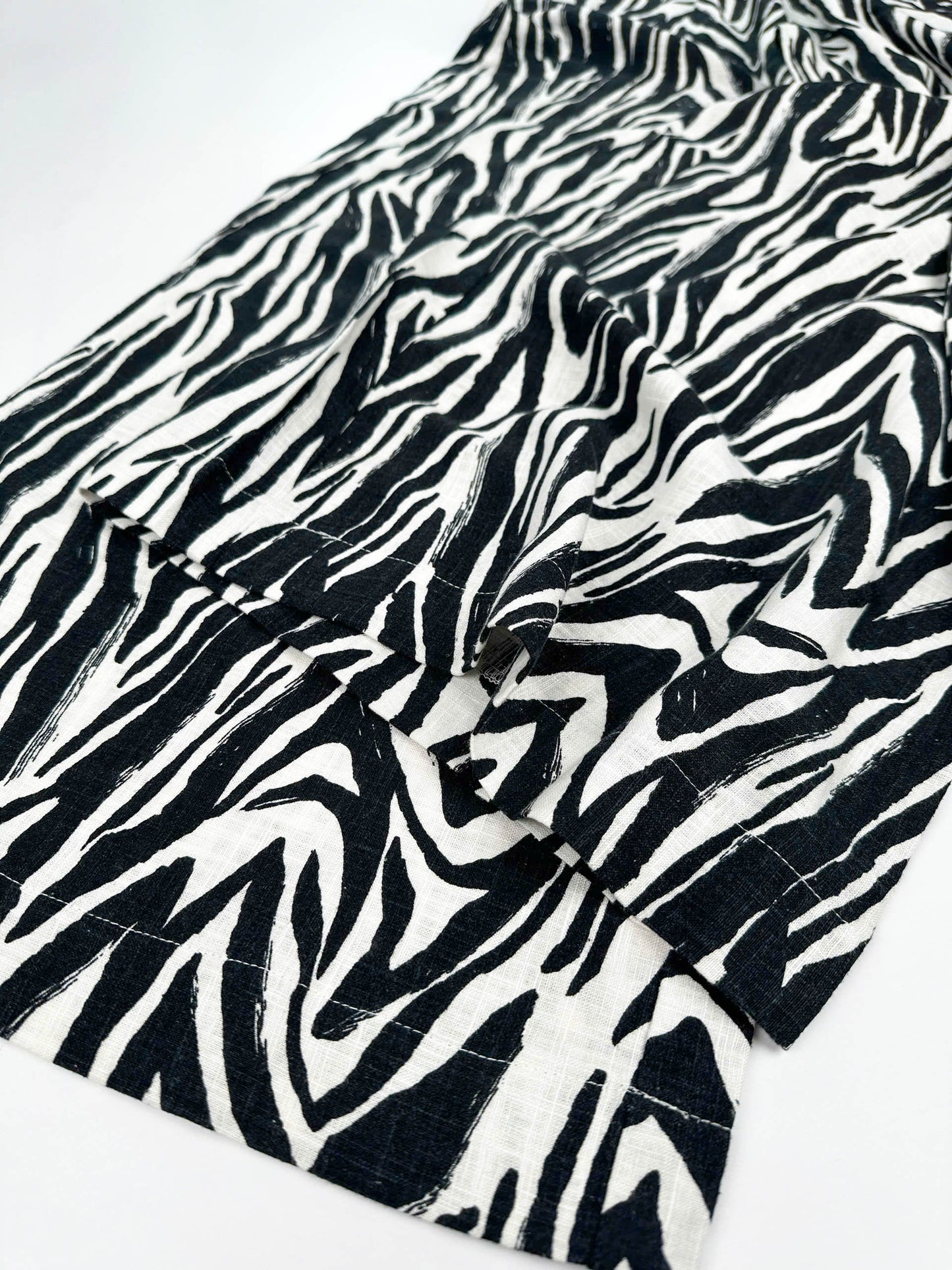 Zebra Print - Linen-Cotton - Wide Leg Pants