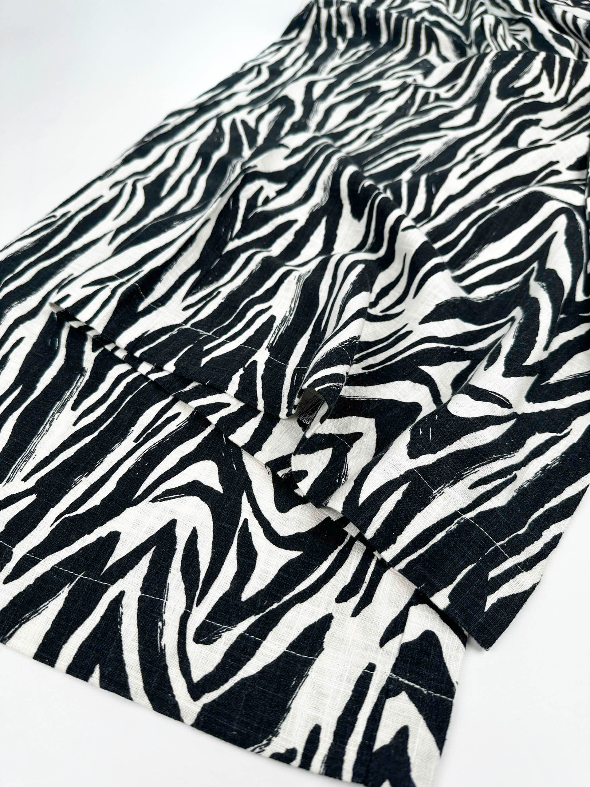 Zebra Print - Linen-Cotton - Wide Leg Pants