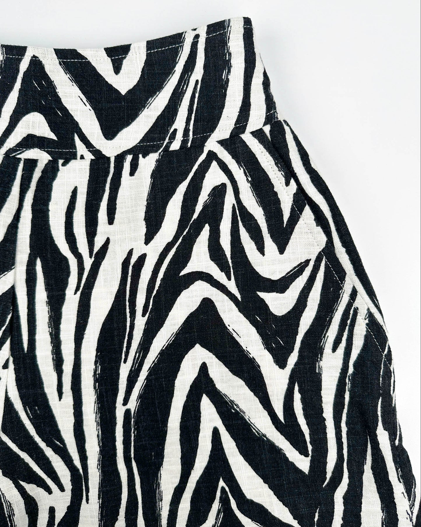 Zebra Print - Linen-Cotton - Wide Leg Pants