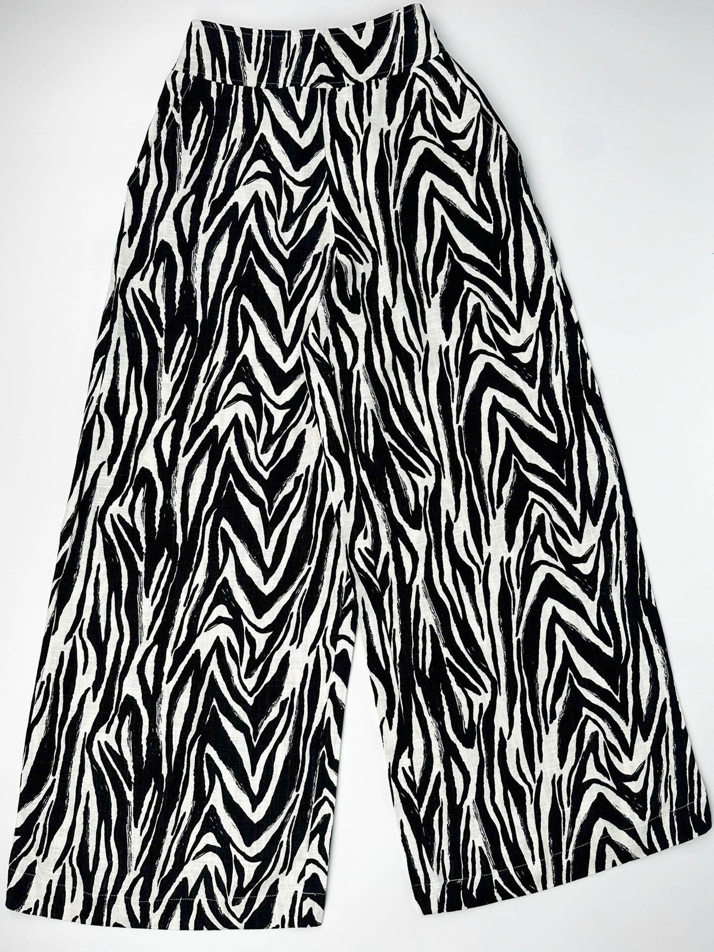 Zebra Print - Linen-Cotton - Wide Leg Pants