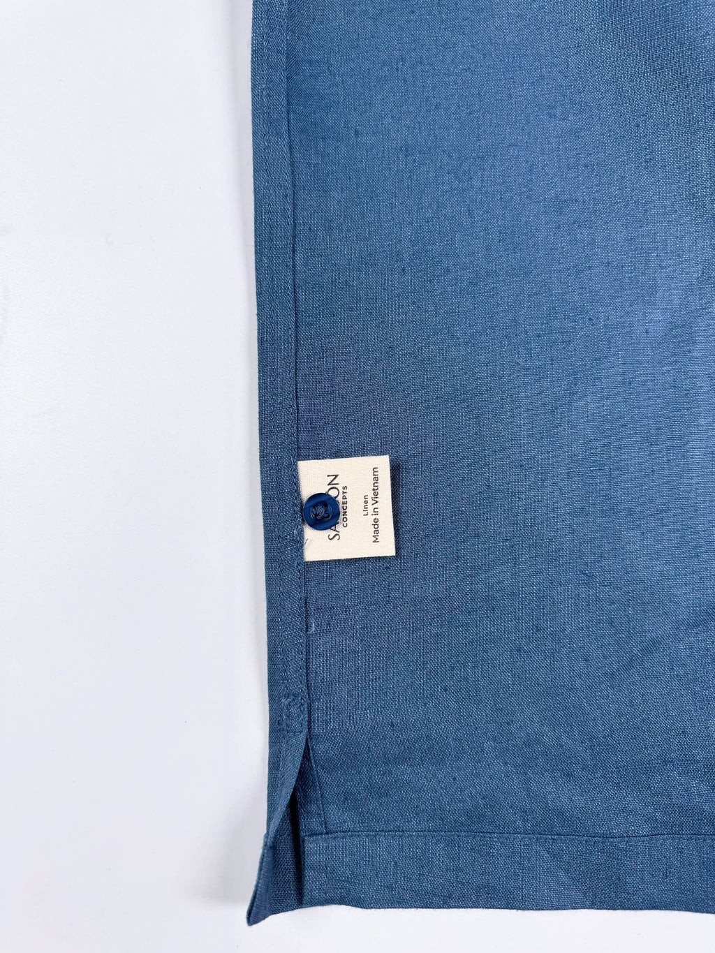 Saigon Concepts Blue Steel Linen Hawaiian Shirt - inside care label detail