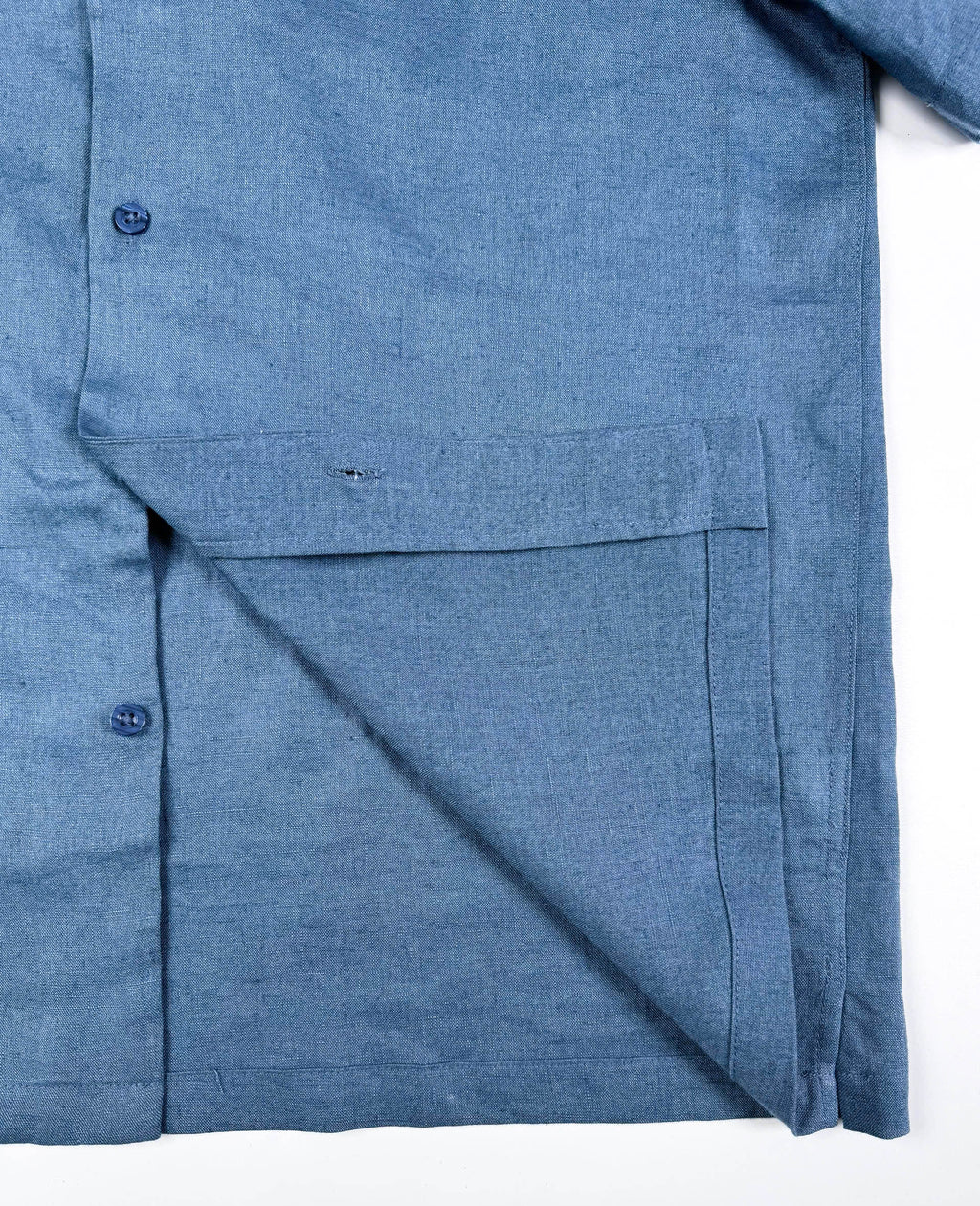 Saigon Concepts Blue Steel Linen Hawaiian Shirt - inside seam detail