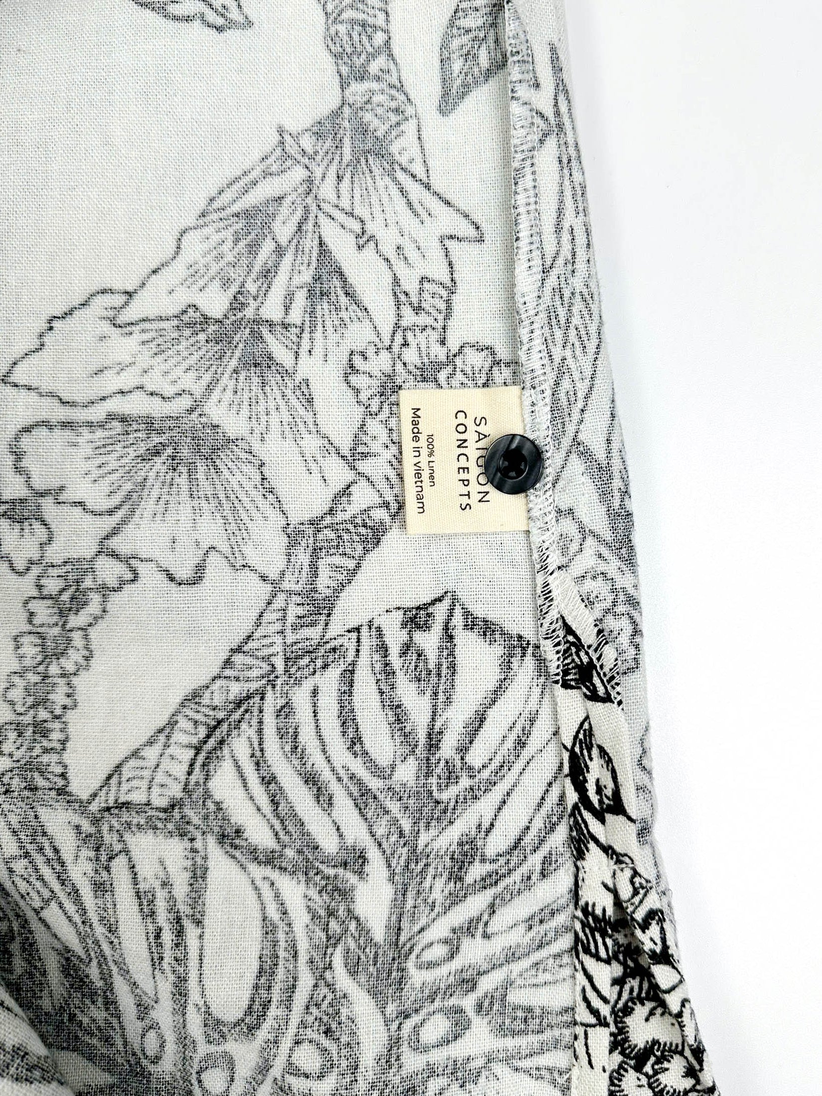 Saigon Concepts Botanical Noir Longline PJ Top - care label detail with spare button 