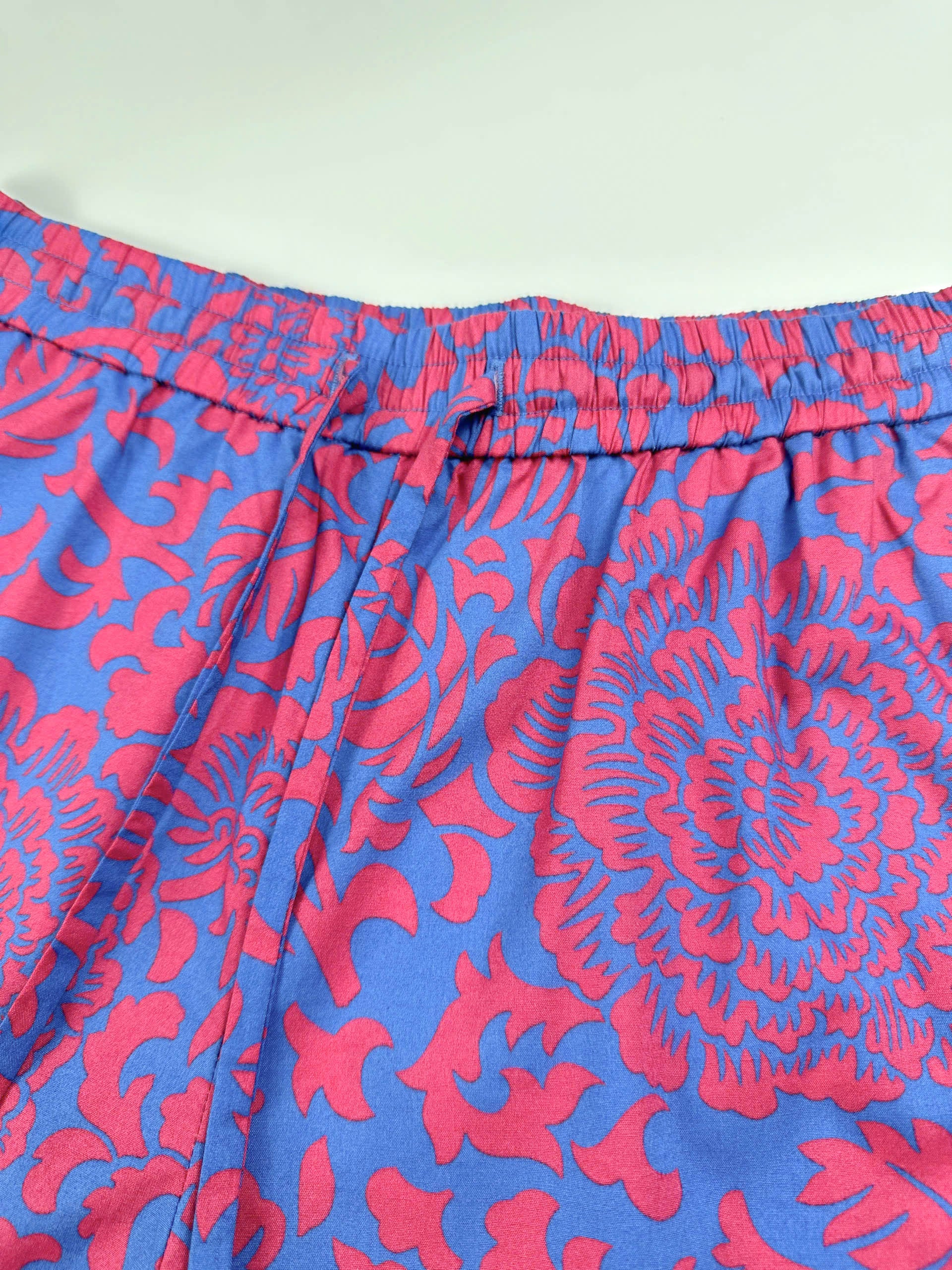 Saigon Concepts Jardin Royale lounge pyjama shorts - close up of elasticated waistband and drawcord detail - Lounge to Street collection made in Vietnam