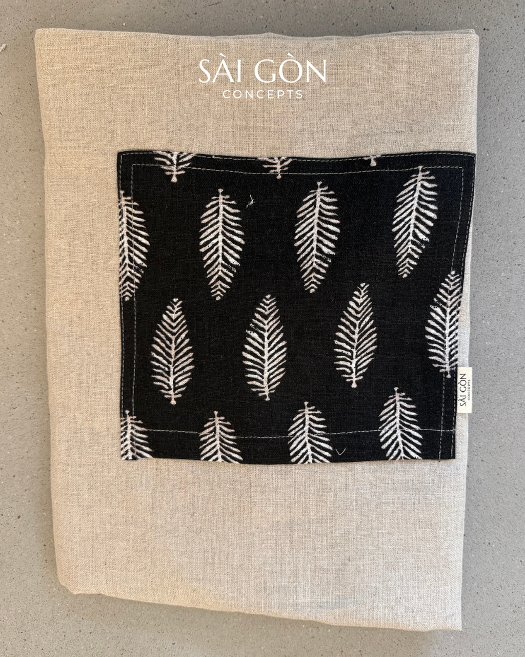 Silver Fern - Natural Linen Beach Tote Bag
