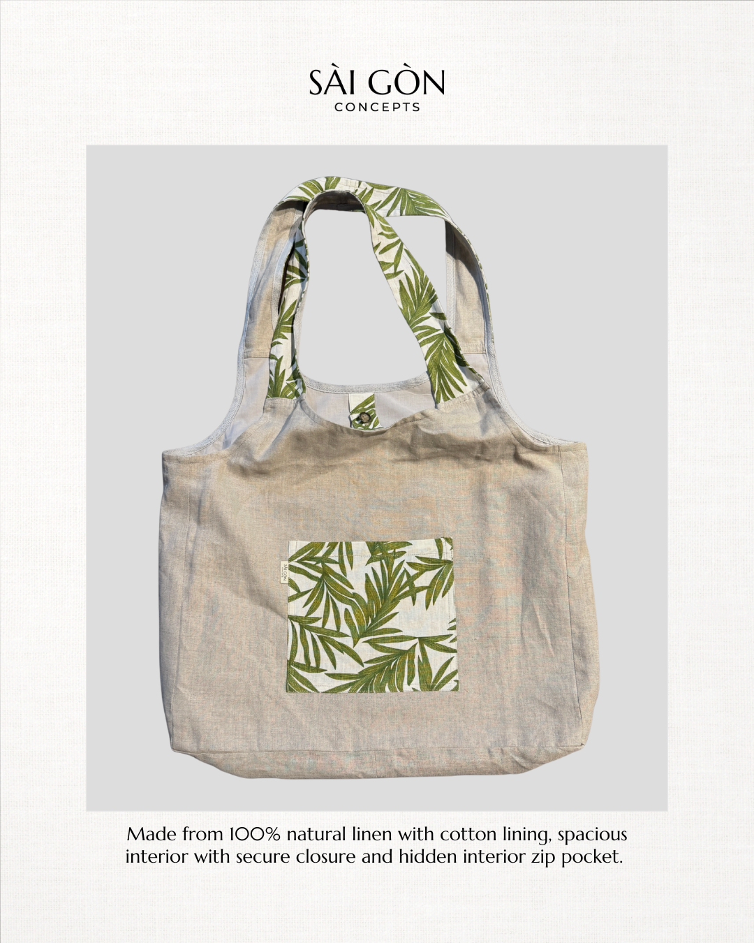 Silver Fern - Natural Linen Beach Tote Bag | Limited Edition Sustainable Travel Bag