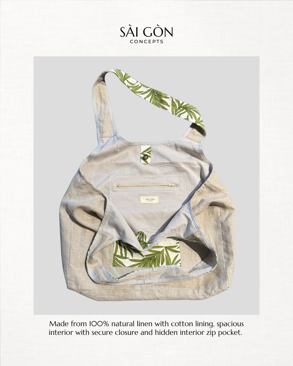 Fire&Fern - Natural Linen Beach Tote Bag