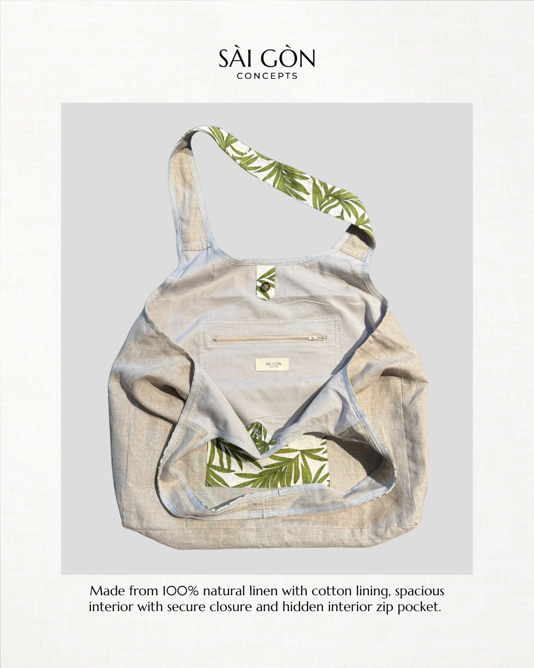 Silver Fern - Natural Linen Beach Tote Bag | Limited Edition Sustainable Travel Bag