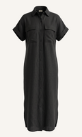 Black - 100% Linen Maxi Shirt Dress