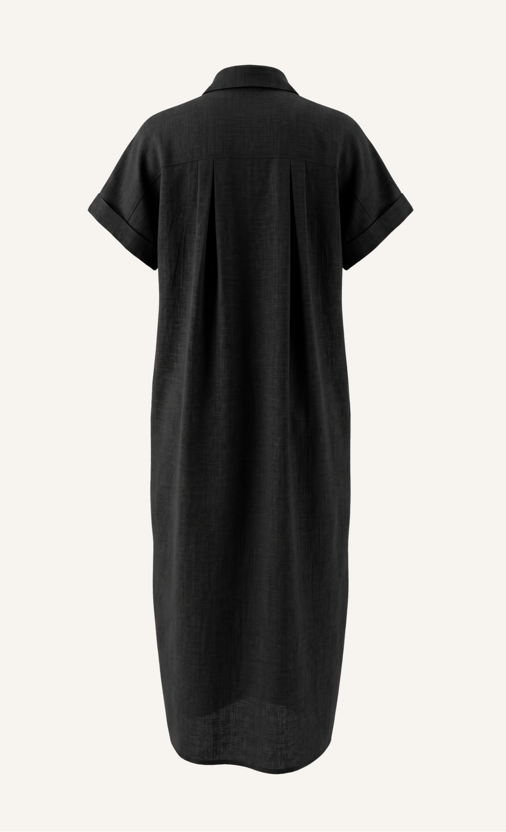 Black - 100% Linen Maxi Shirt Dress