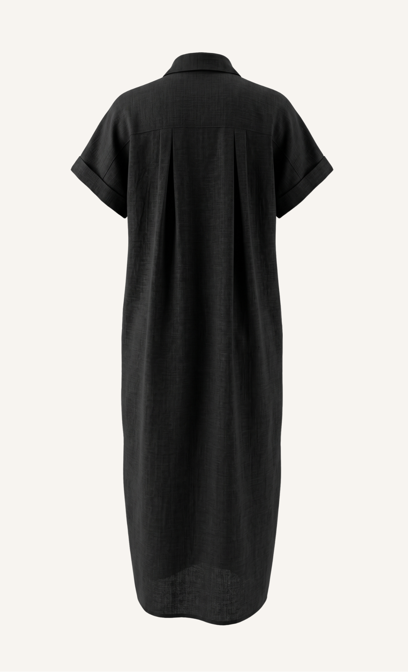 Black - 100% Linen Maxi Shirt Dress
