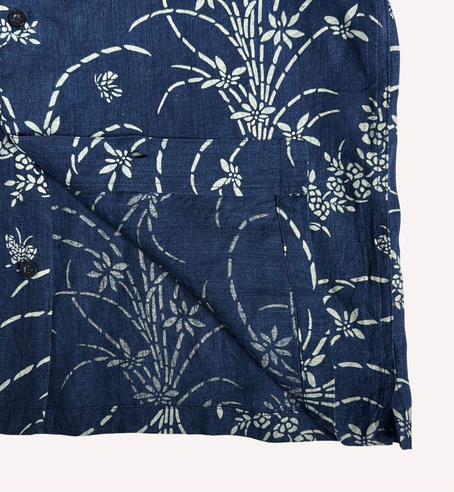 Indigo Field - Linen Hawaiian Shirt