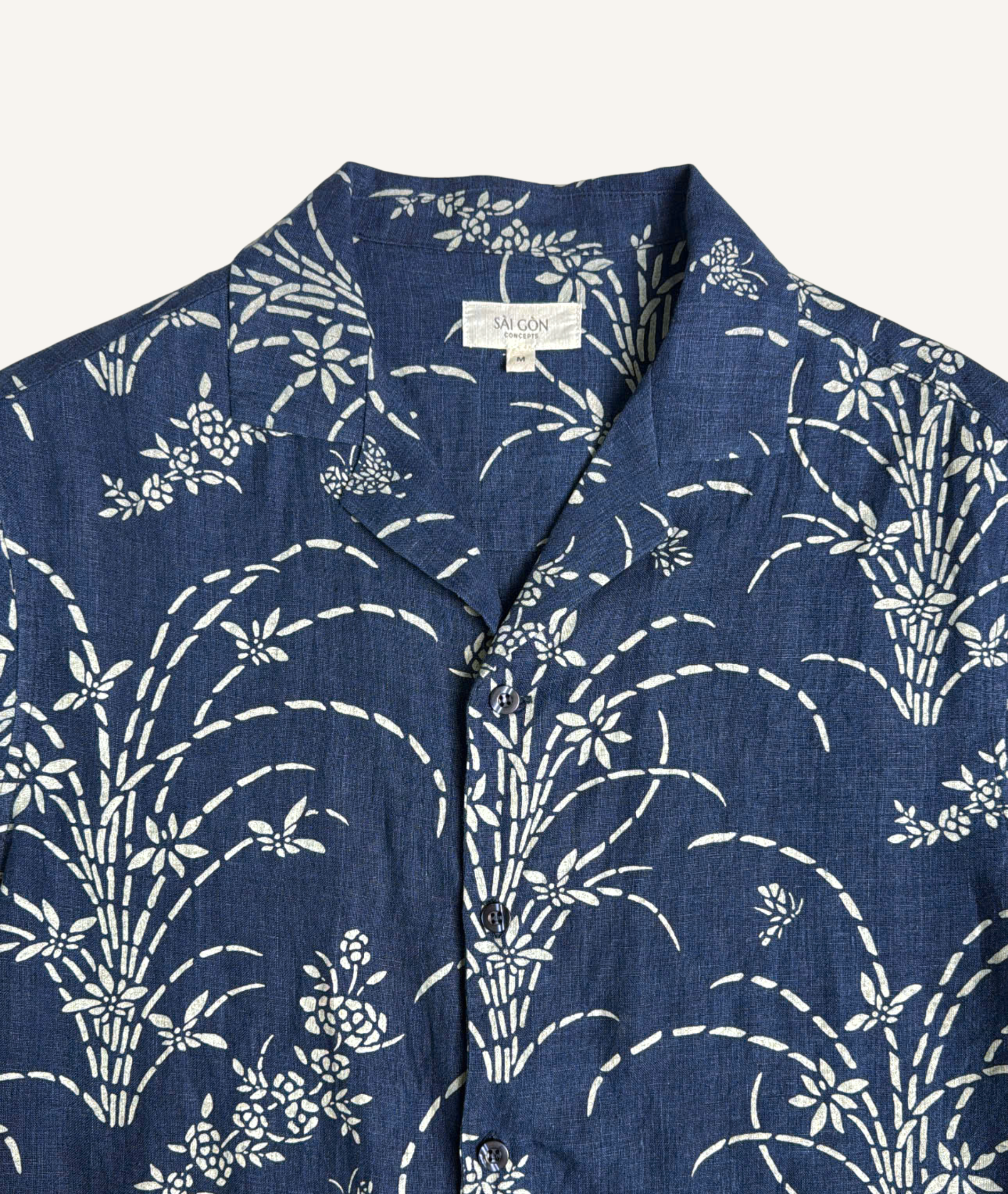 Indigo Field - Linen Hawaiian Shirt