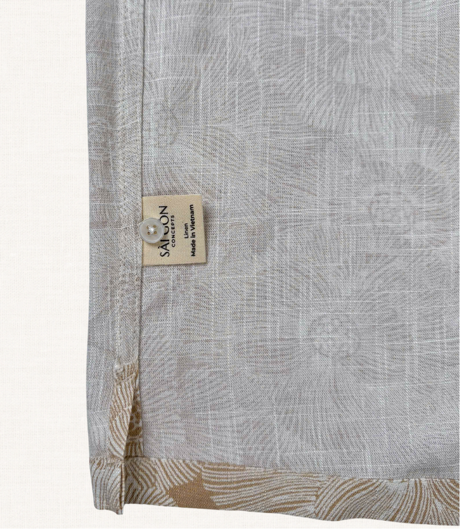 Ivory Hibiscus -  Linen Hawaii Shirt