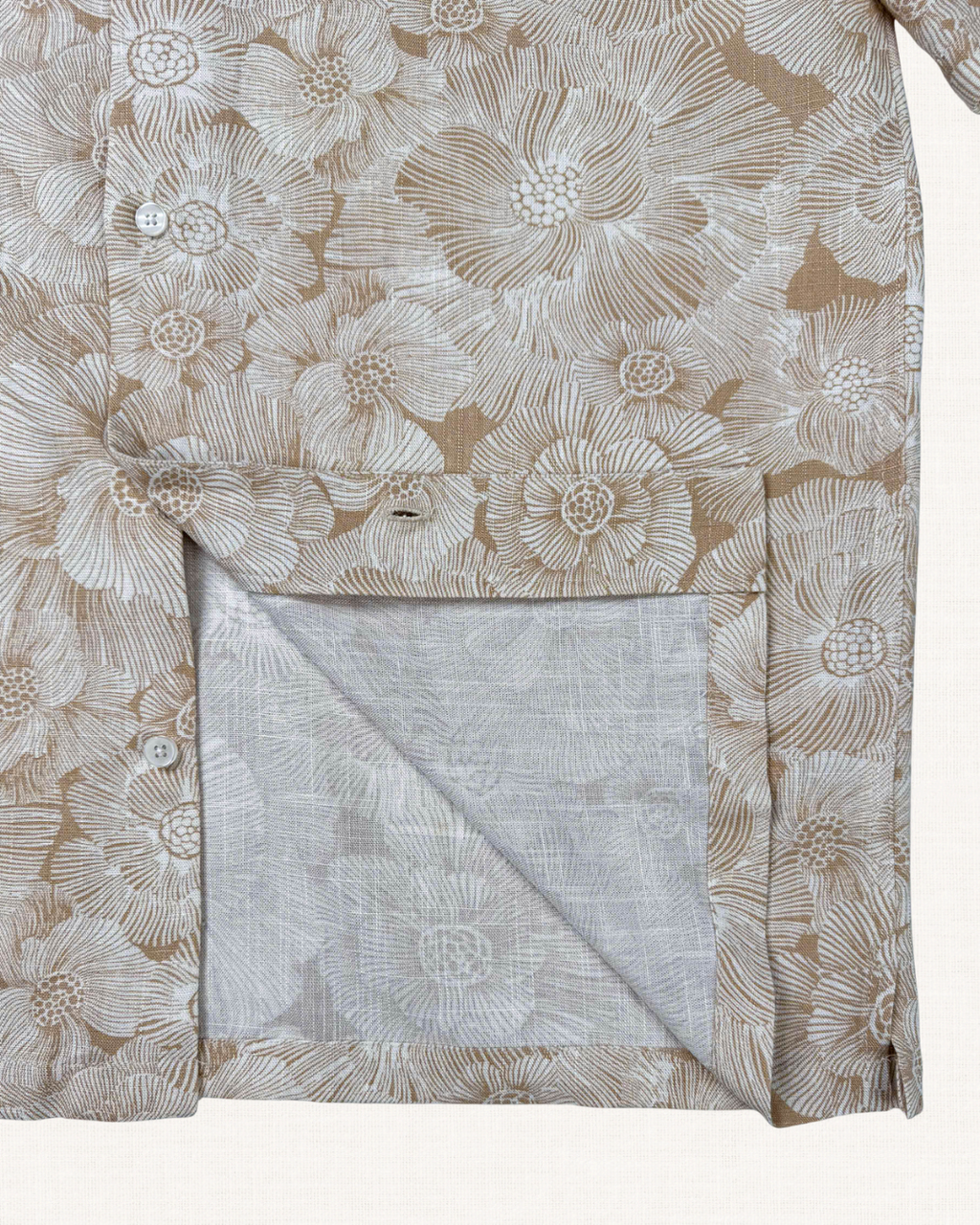 Ivory Hibiscus -  Linen Hawaii Shirt