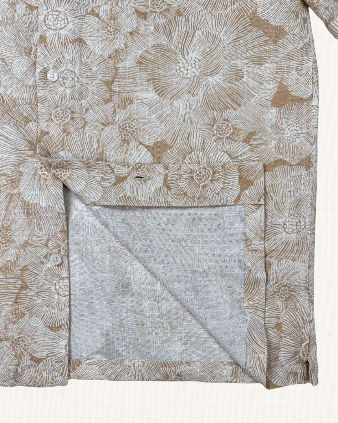 Ivory Hibiscus -  Linen Hawaii Shirt