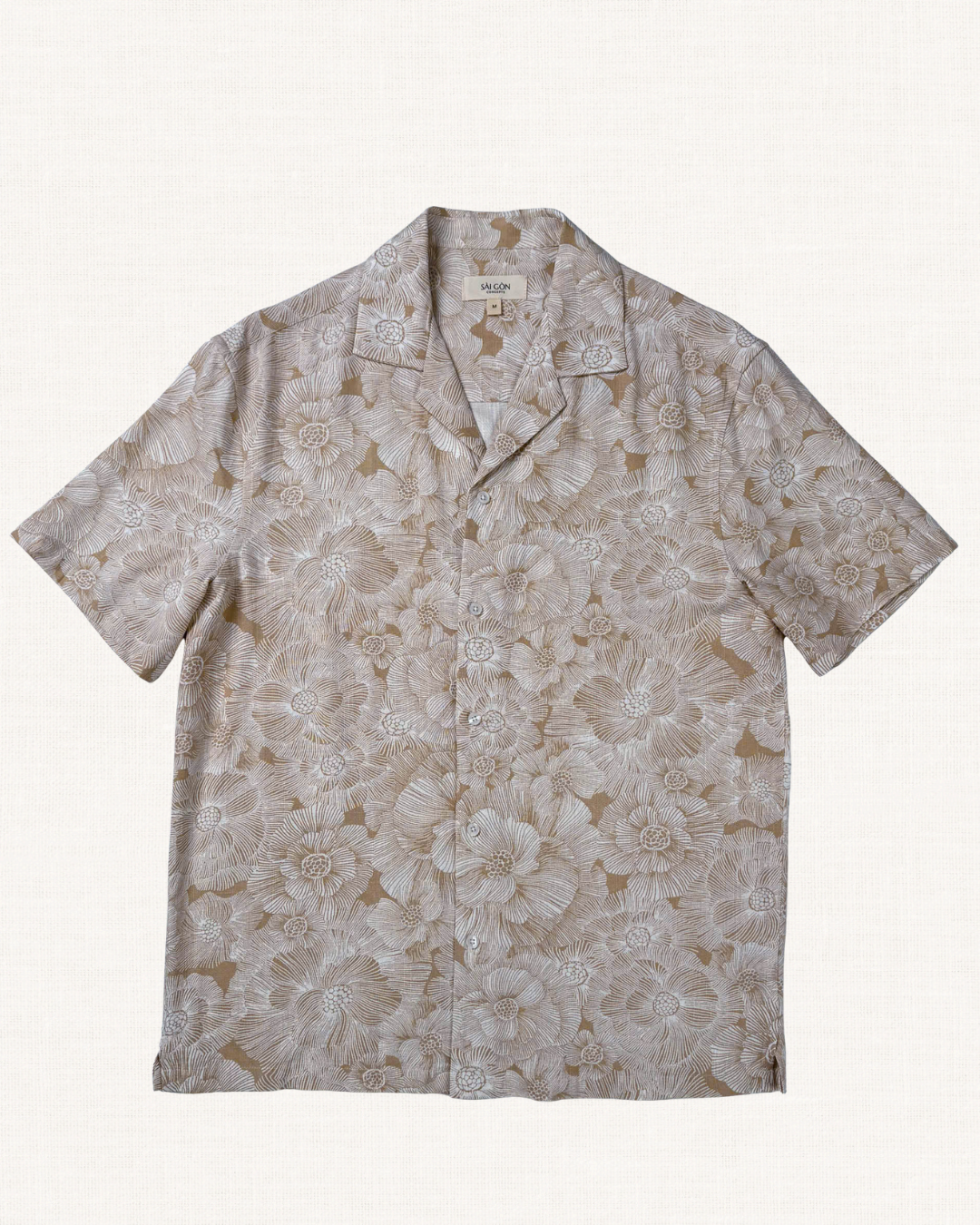 Ivory Hibiscus -  Linen Hawaii Shirt