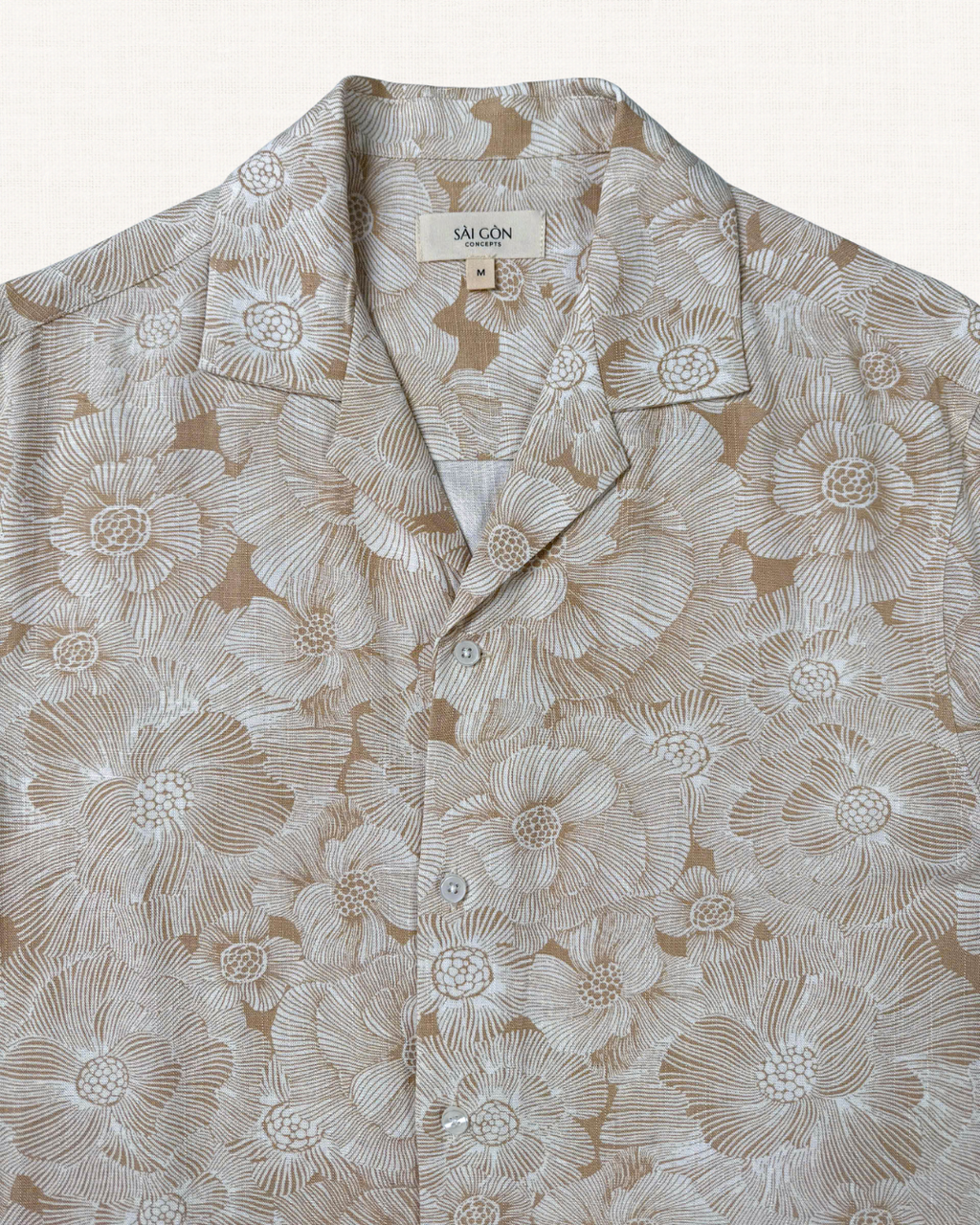 Ivory Hibiscus -  Linen Hawaii Shirt