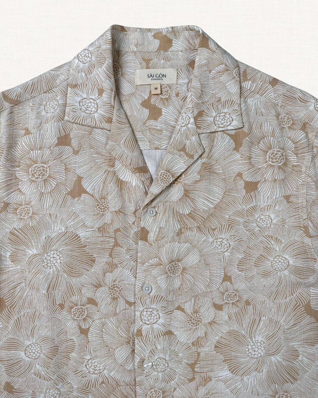 Ivory Hibiscus -  Linen Hawaii Shirt