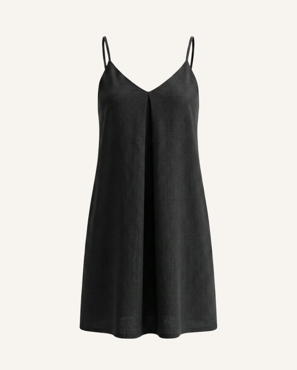 Breeze - Black 100% Linen Low-Back Camisole Dress