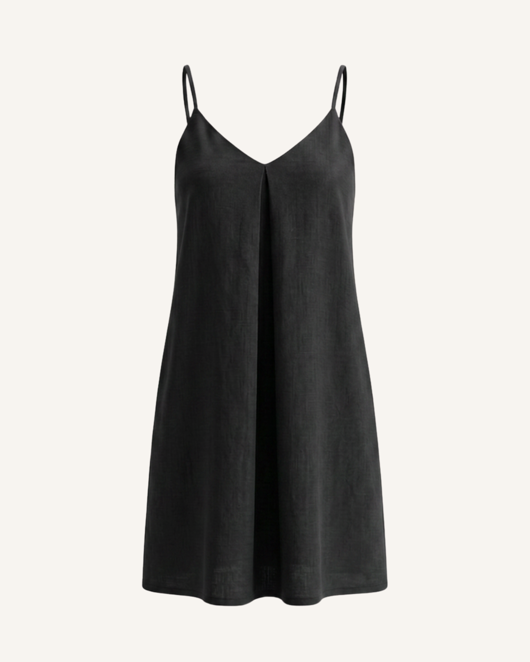 Breeze - Black 100% Linen Low-Back Camisole Dress