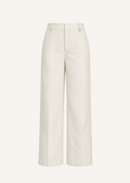 Ghost mannequin side angle view of ivory wide-leg pants