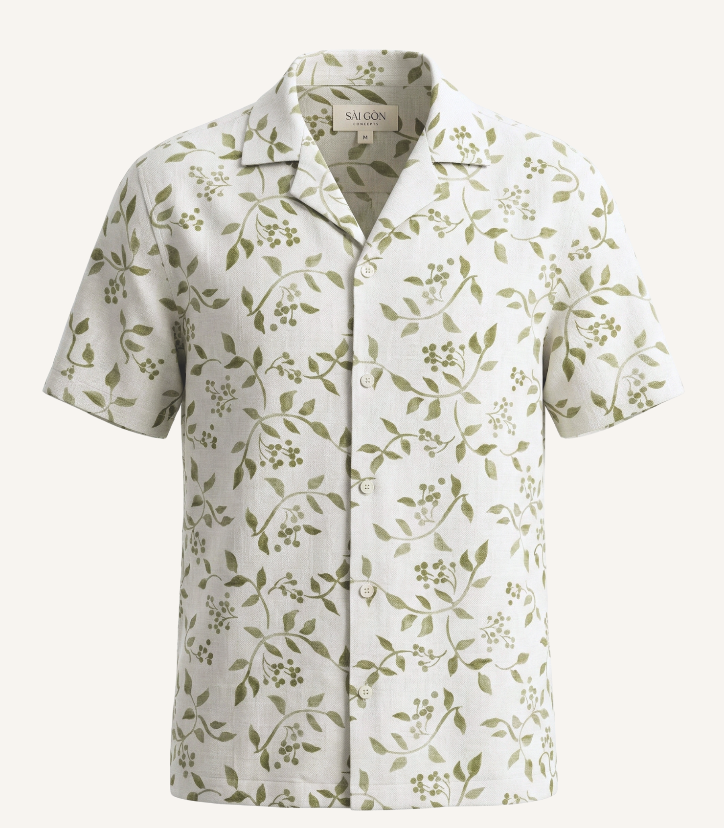 Olive Flow - 100% Linen Hawaii Shirt