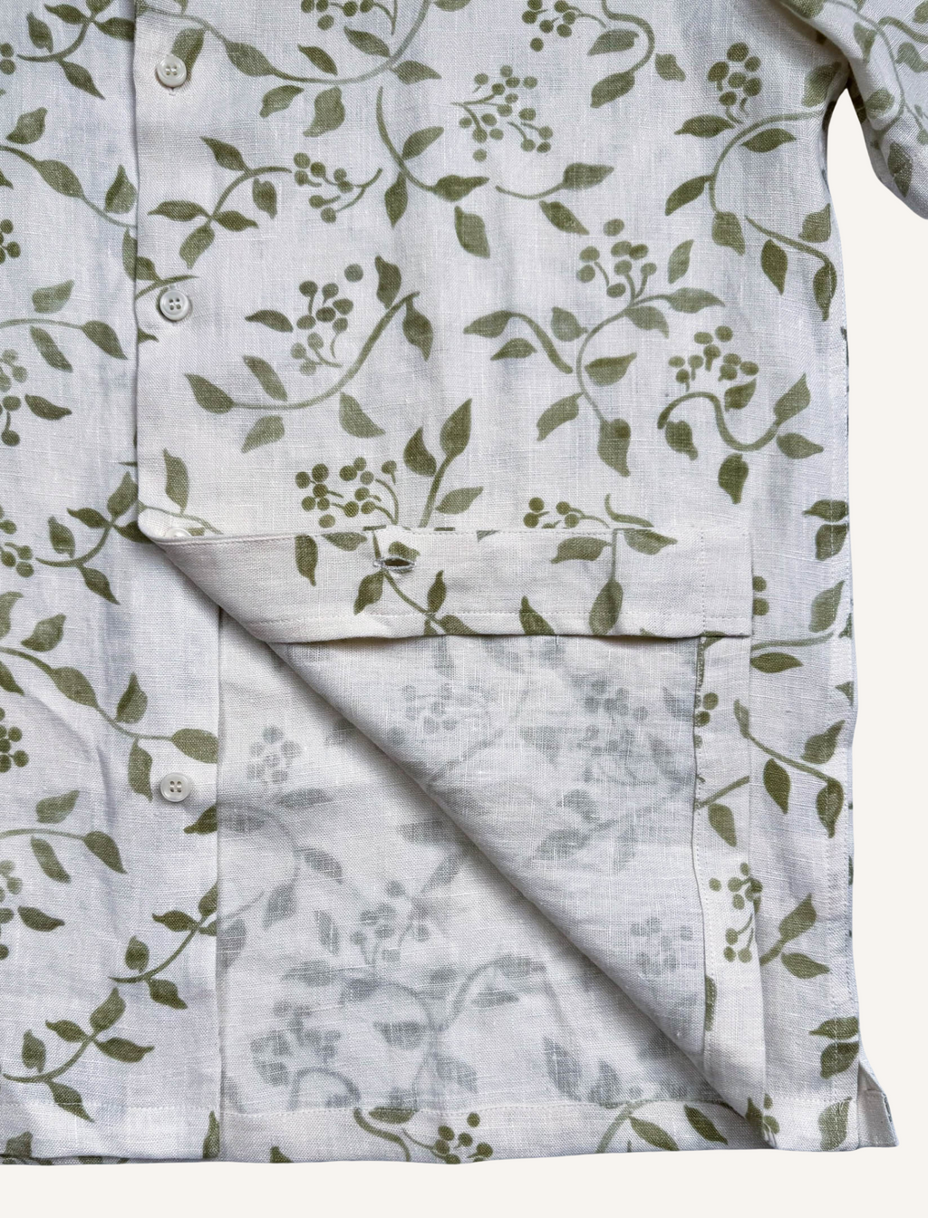Olive Flow - 100% Linen Hawaii Shirt