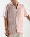 Pink Stripe - Linen-Viscose Hawaiian Shirt
