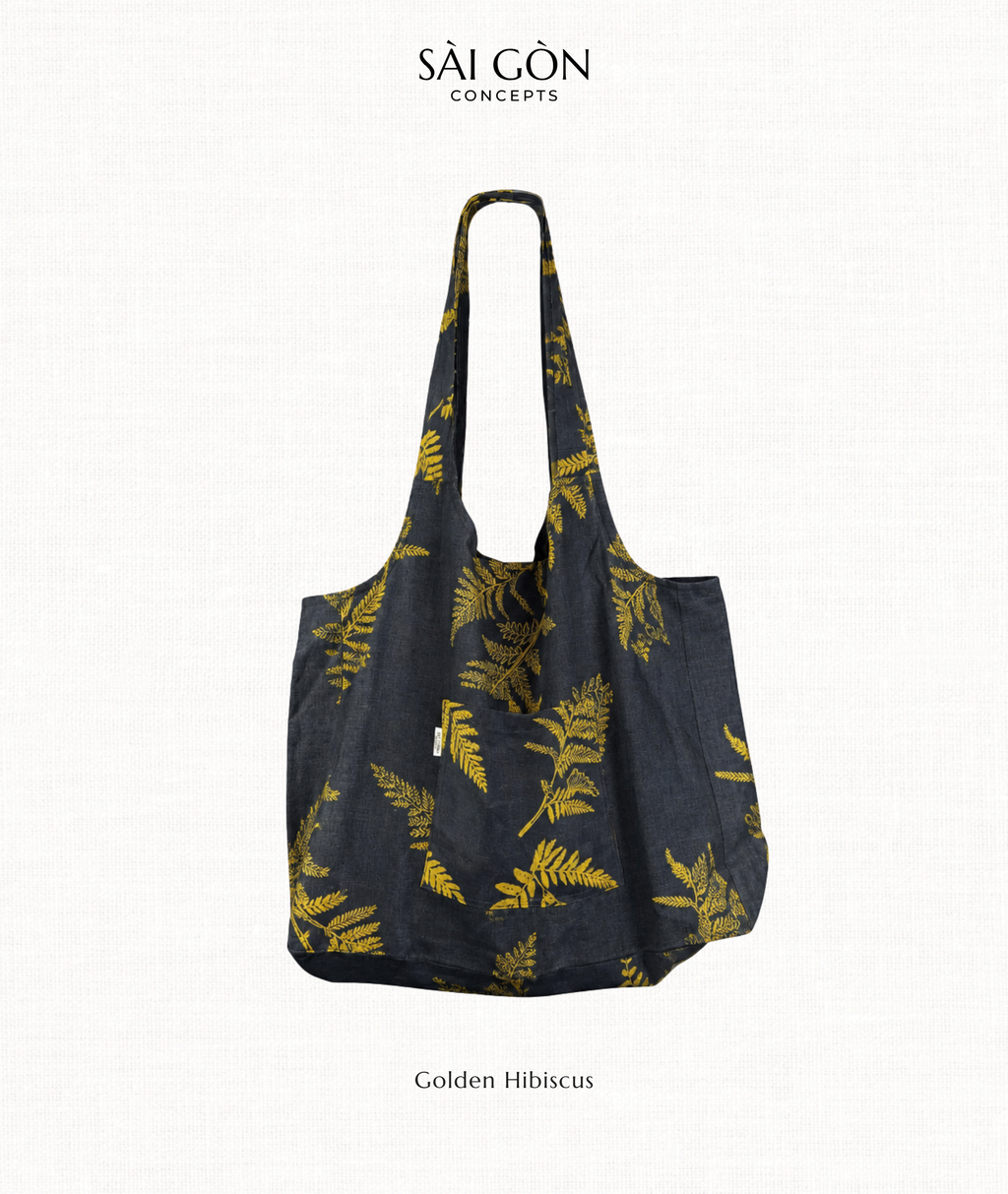 Tote Beach Bag Fully Lined - Golden Fern