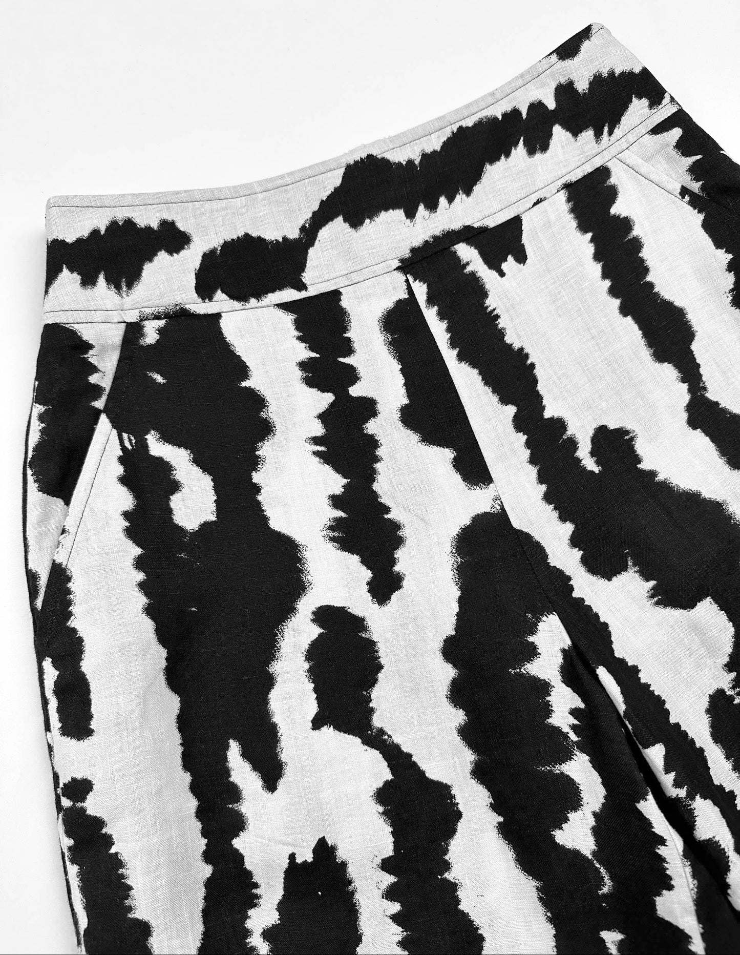 Brush Ink Print - 100% Linen - Wide Leg Pants