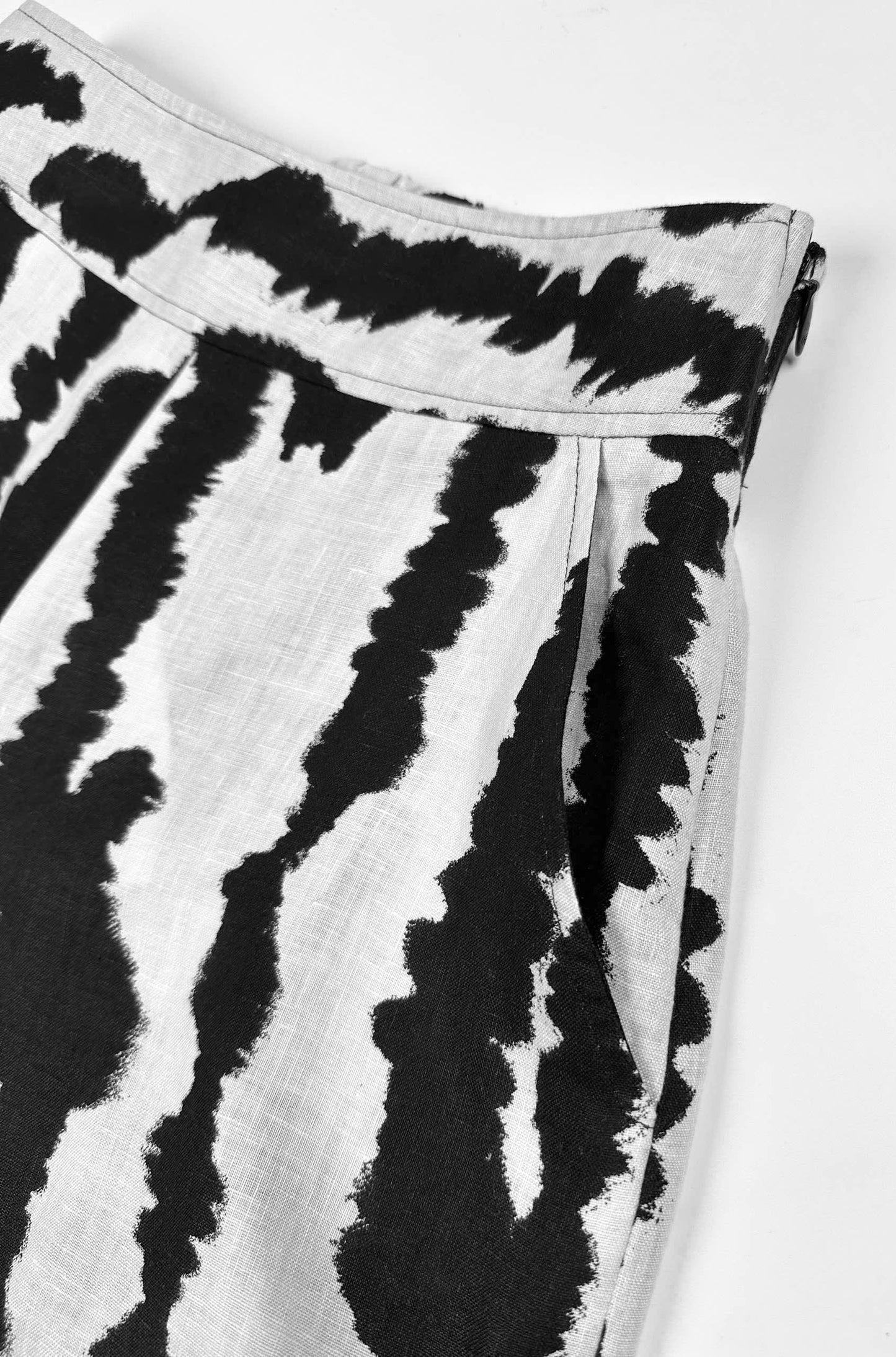 Brush Ink Print - 100% Linen - Wide Leg Pants