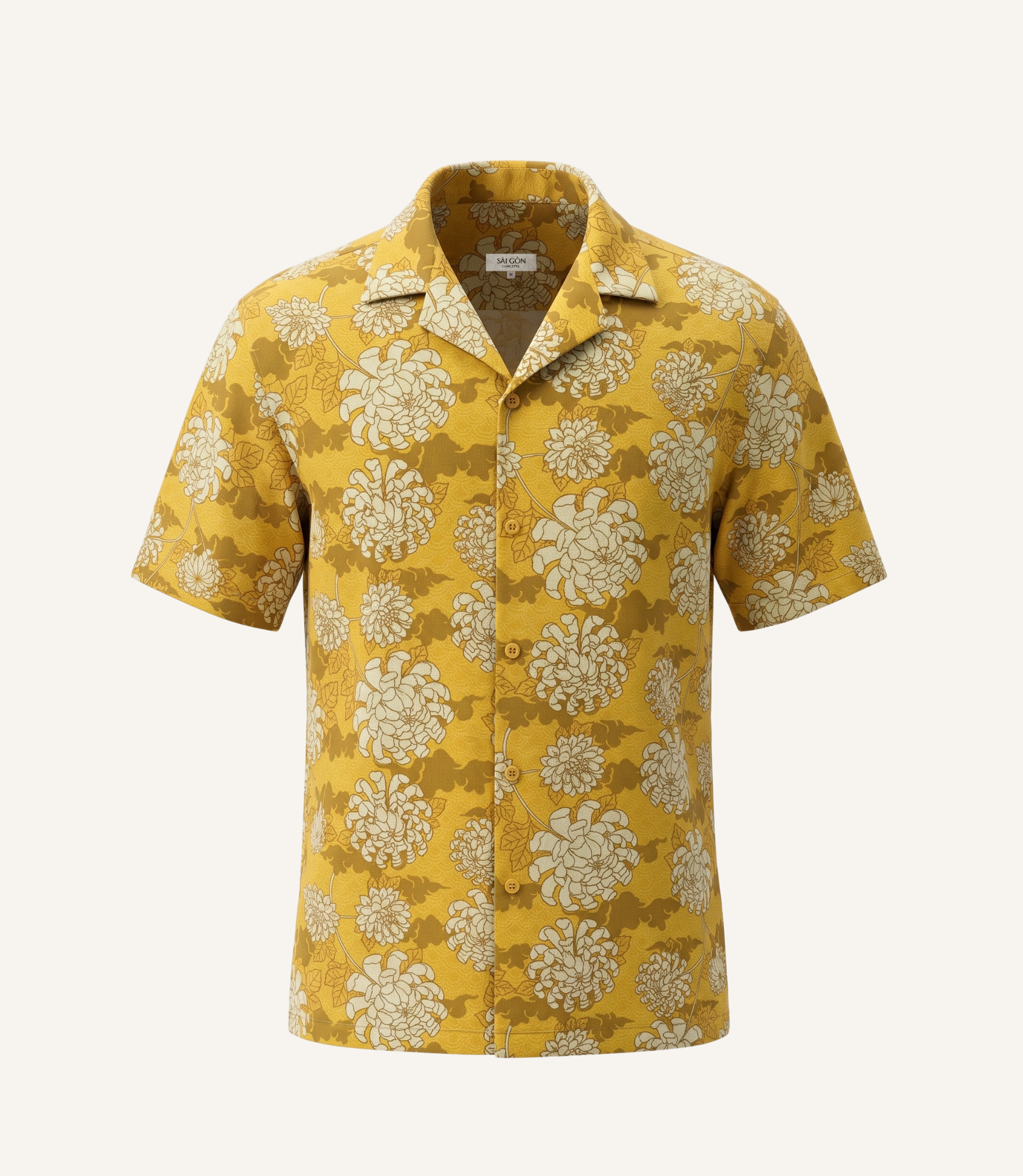 Golden Chrysanthemum - Linen-Cotton Hawaiian Shirt