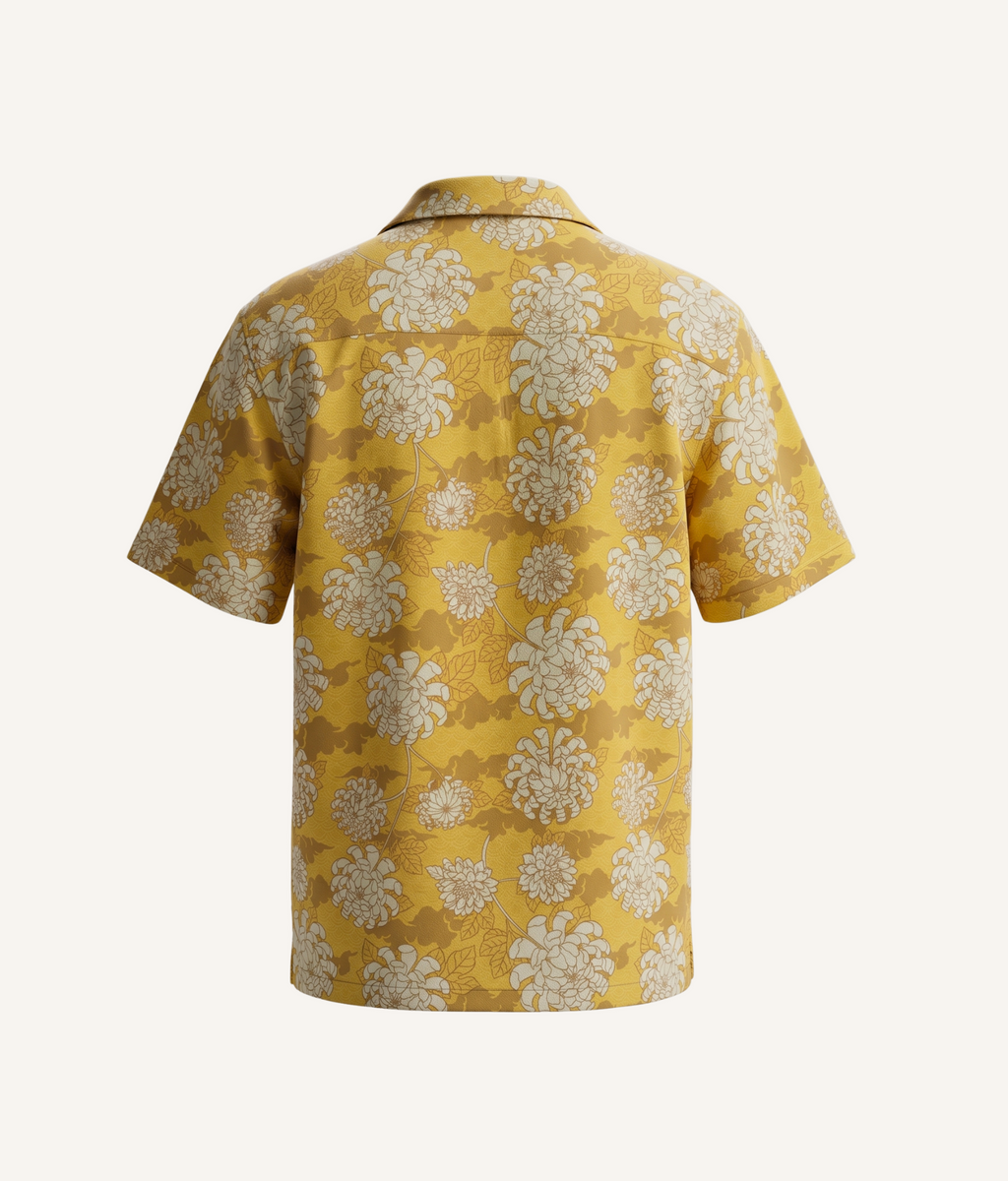 Golden Chrysanthemum - Linen-Cotton Hawaiian Shirt