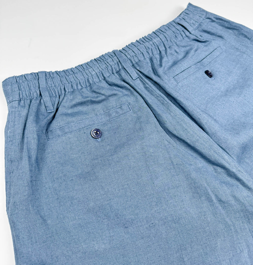 Blue Steel - 100% Linen Riviera Shorts