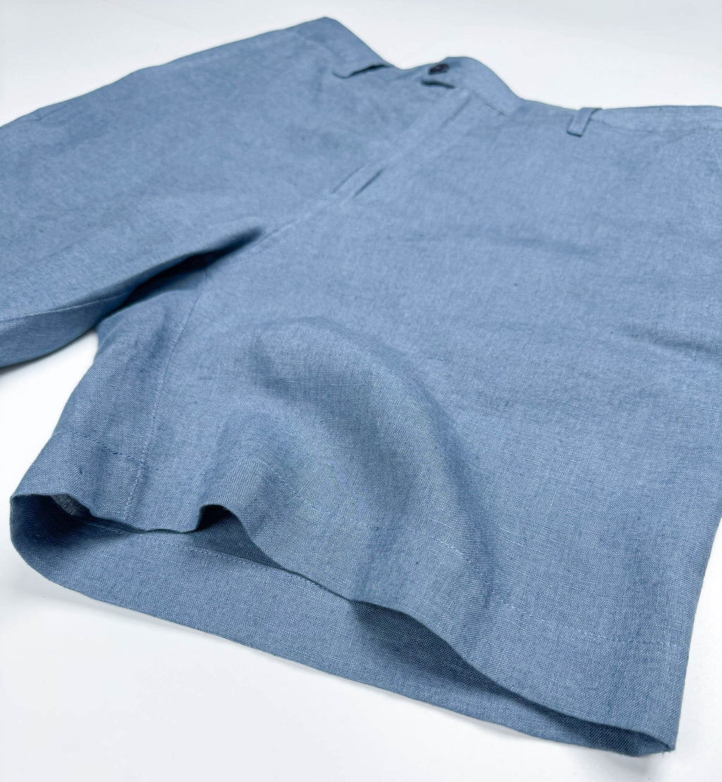 Blue Steel - 100% Linen Riviera Shorts