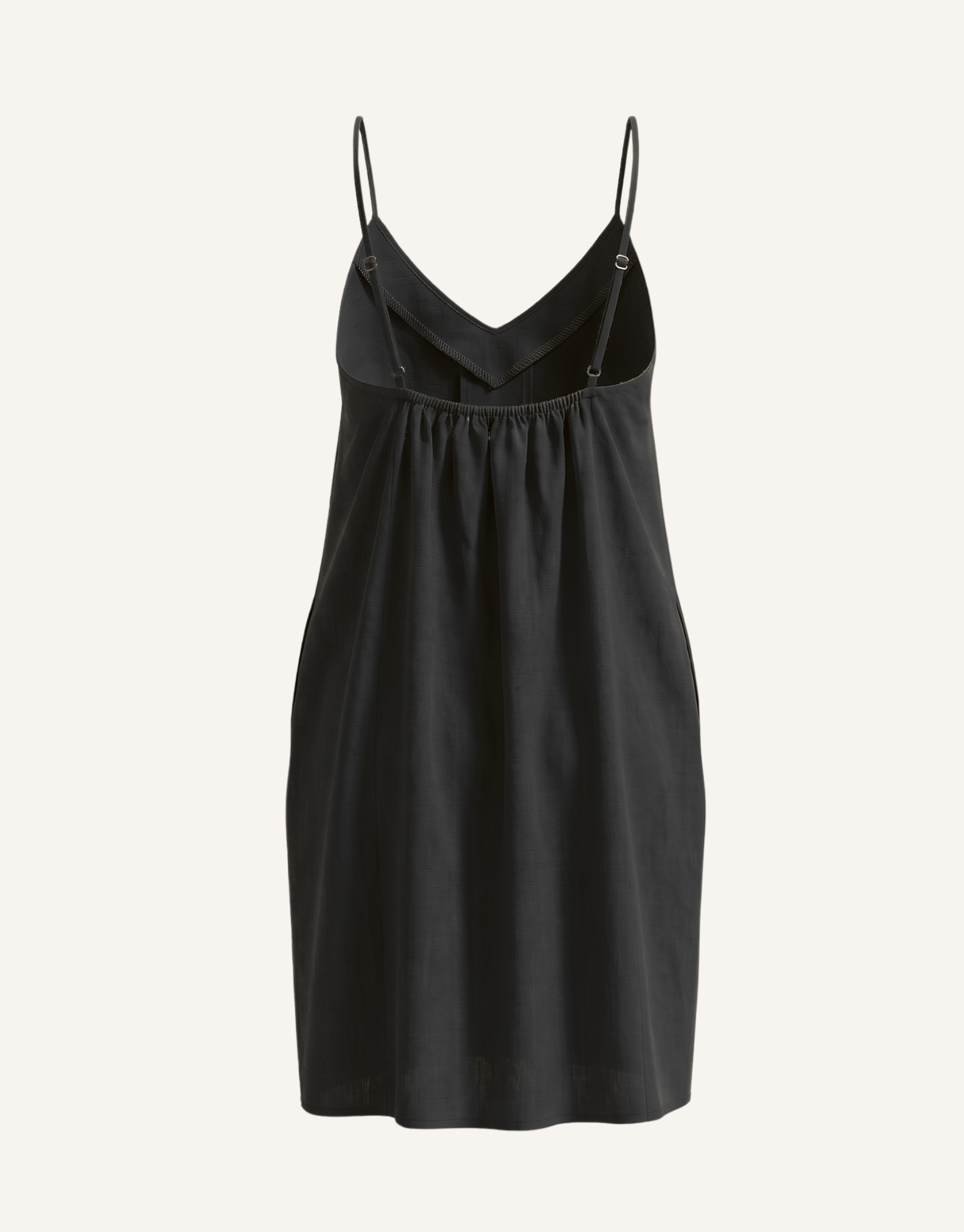 Breeze - Black 100% Linen Low-Back Camisole Dress