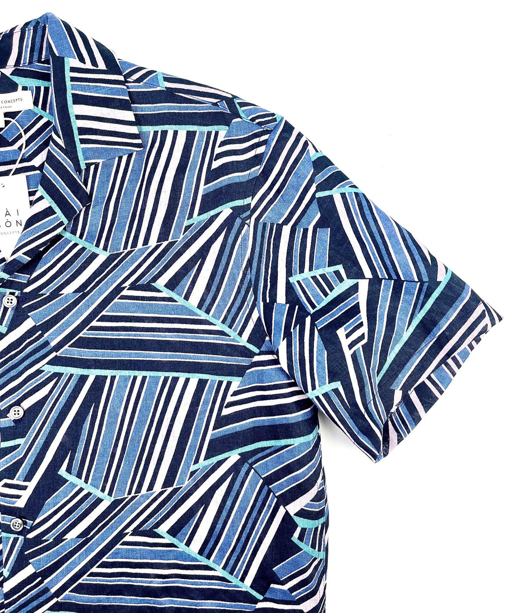 Stripe Fusion - 100% linen Hawaiian shirt
