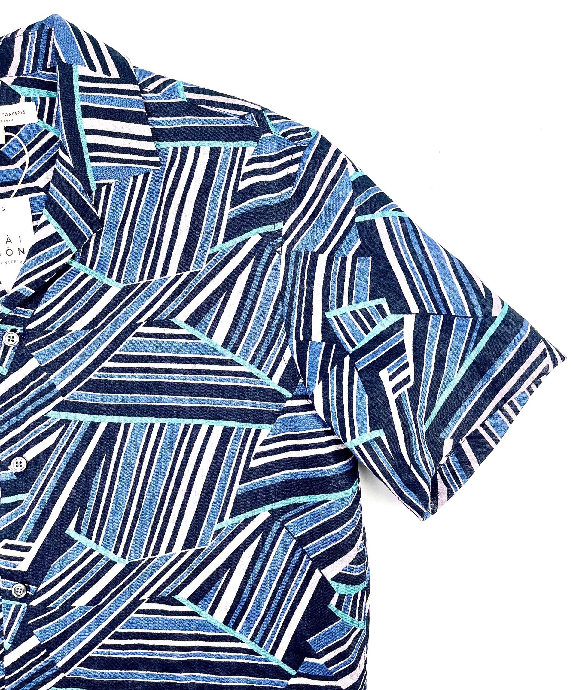 Stripe Fusion - 100% linen Hawaiian shirt
