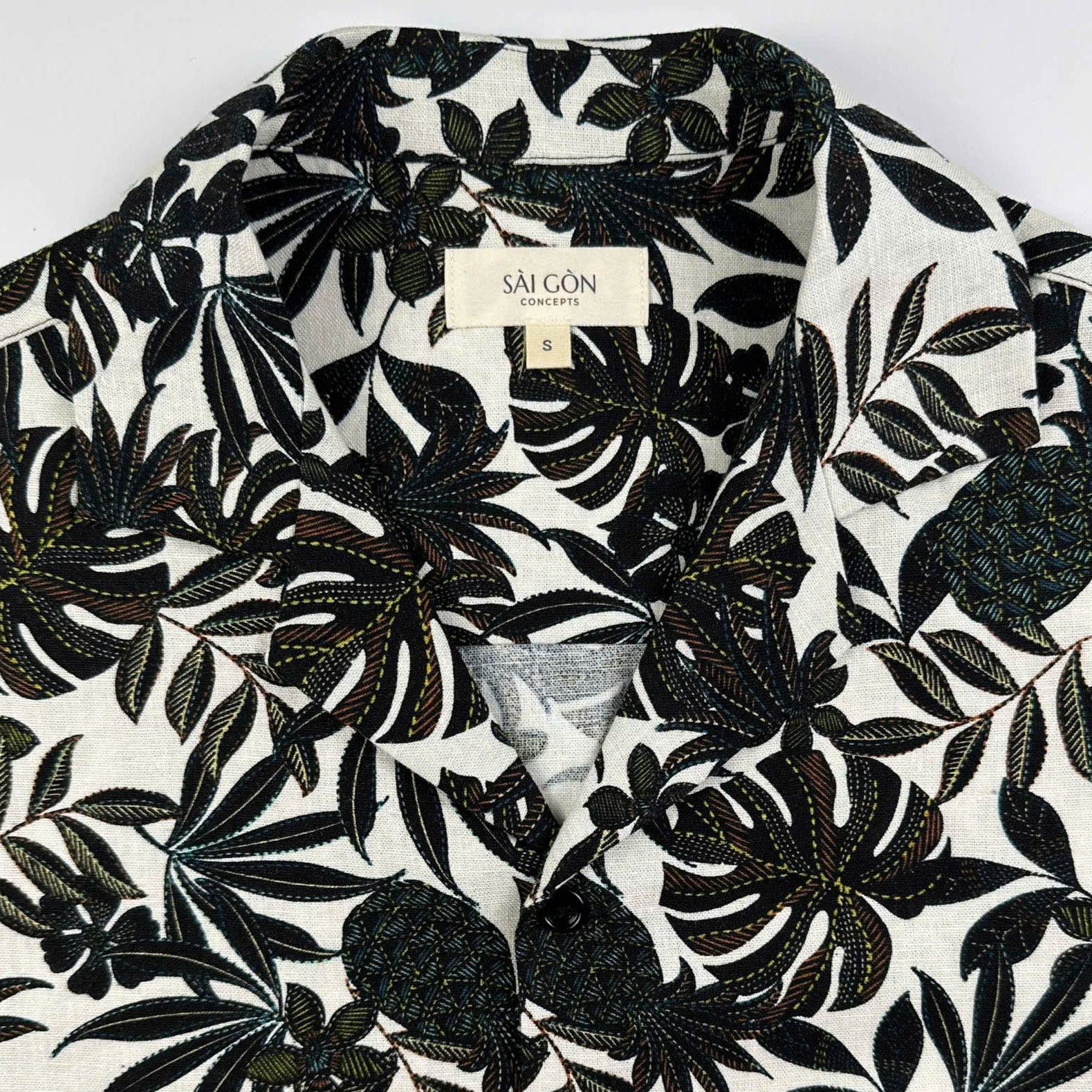 linen cotton Hawaiian shirt with pineapple and fern print - Tropic Dao