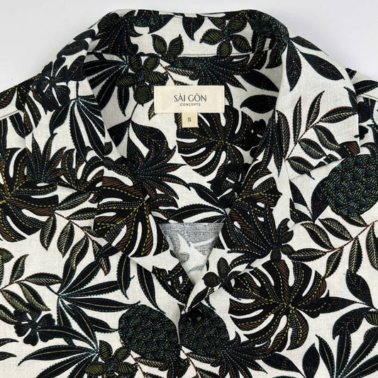 linen cotton Hawaiian shirt with pineapple and fern print - Tropic Dao