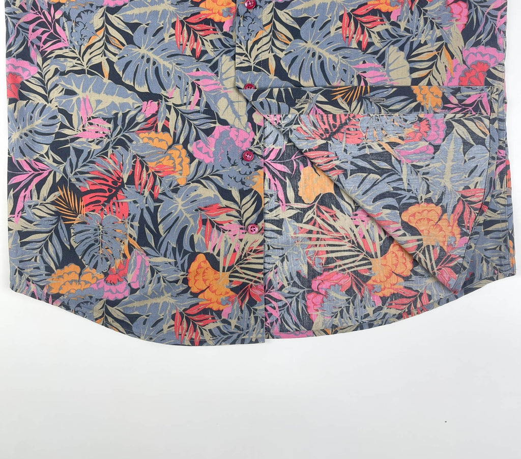 Tropical Blaze - 100% Cotton Short Sleeve Button-Up Shirt