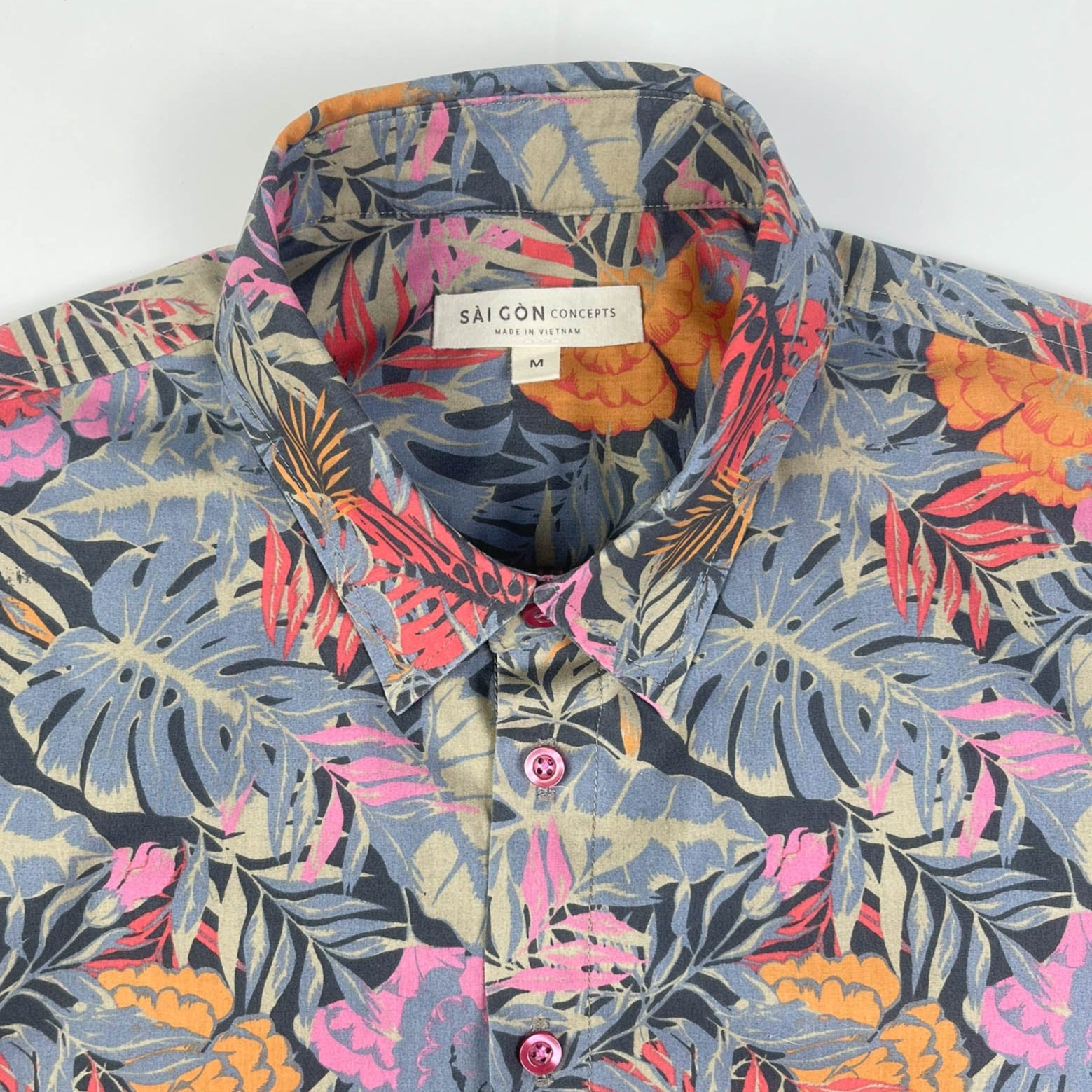 Tropical Blaze - 100% Cotton Short Sleeve Button-Up Shirt