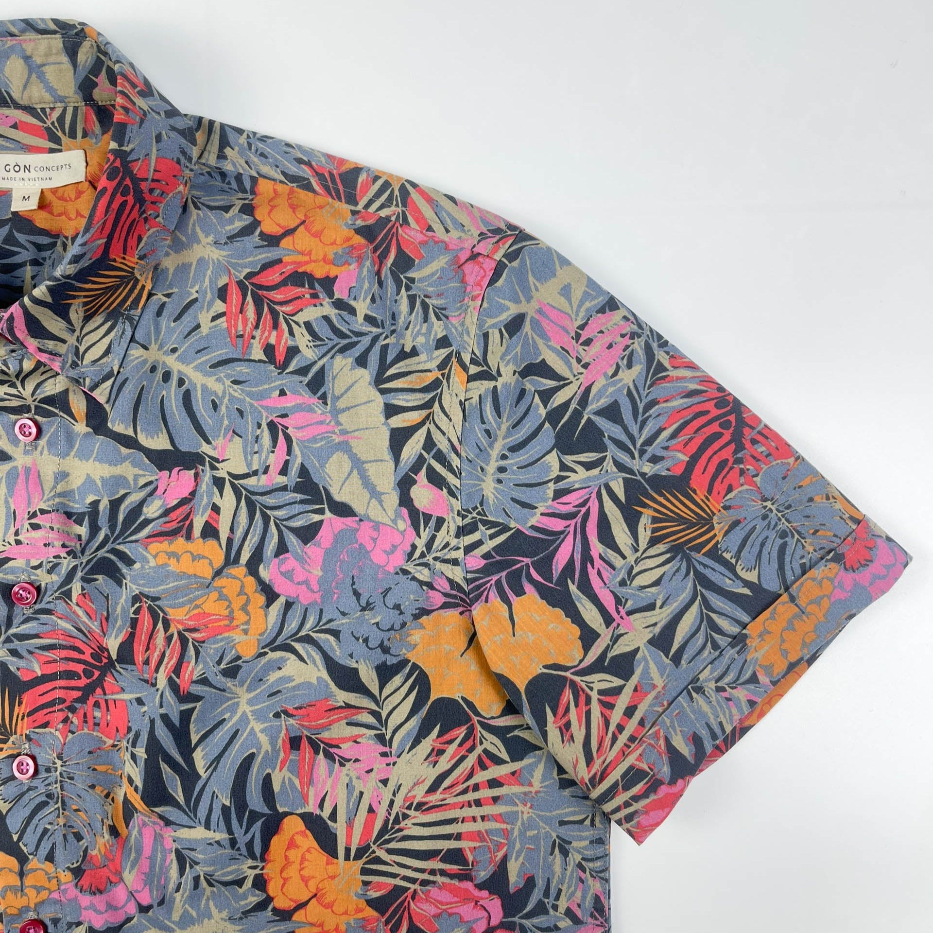 Tropical Blaze - 100% Cotton Short Sleeve Button-Up Shirt
