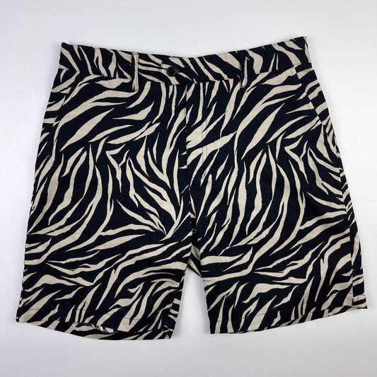 Linen/Cotton Dress Shorts - Zebra Striped