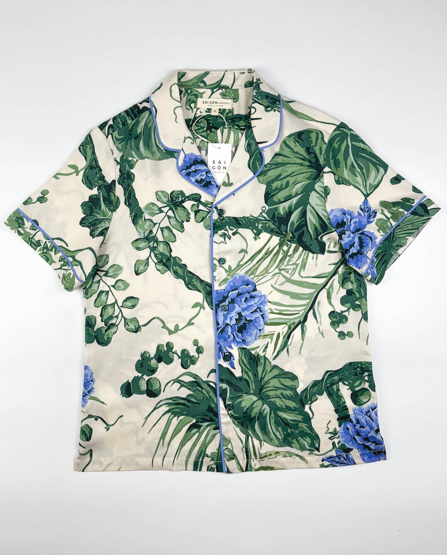 Lounge Pyjama Top Short Sleeve 100% Tencel - Verdure Bloom