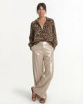 Pleated V Neck Long Sleeve Shirt - Into the Wild - 100% Linen Organza